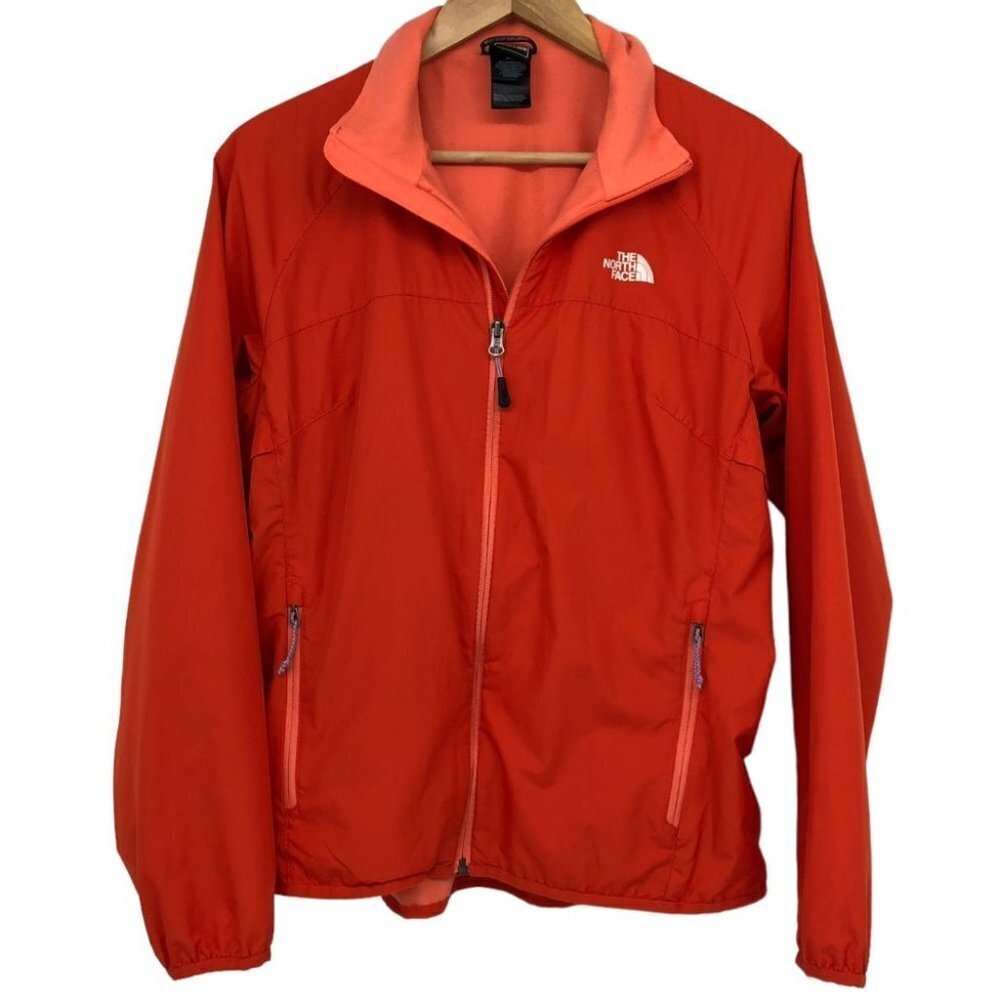 The North Face Reddish Orange Collapsible Stow Away Lightweight windbreaker  LG